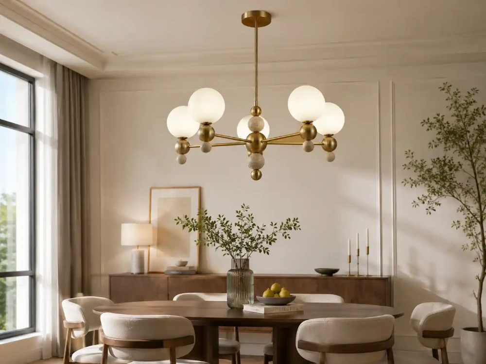modern yellow travertine chandelier wholesale by Strong Lighting